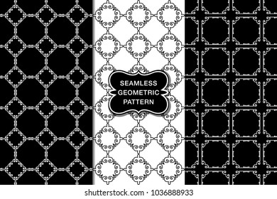 Seamless floral pattern set, abstract decorative shapes, geometric seamless pattern, minimalistic style