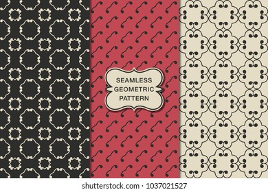 Seamless floral pattern set, abstract decorative shapes, geometric seamless pattern, minimalistic style