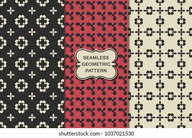 Seamless floral pattern set, abstract decorative shapes, geometric seamless pattern, minimalistic style