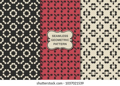 Seamless floral pattern set, abstract decorative shapes, geometric seamless pattern, minimalistic style