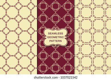 Seamless floral pattern set, abstract decorative shapes, geometric seamless pattern, minimalistic style
