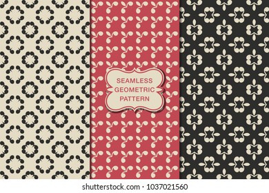 Seamless floral pattern set, abstract decorative shapes, geometric seamless pattern, minimalistic style