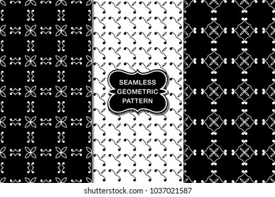 Seamless floral pattern set, abstract decorative shapes, geometric seamless pattern, minimalistic style