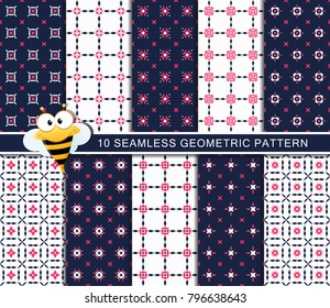 Seamless floral pattern set, abstract decorative shapes, geometric seamless pattern, minimalistic style