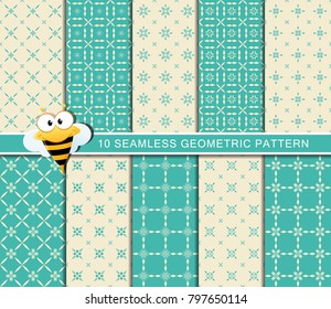 Seamless floral pattern set, abstract decorative shapes, geometric seamless pattern, minimalistic style