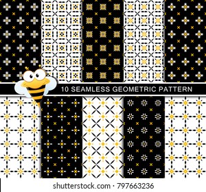 Seamless floral pattern set, abstract decorative shapes, geometric seamless pattern, minimalistic style