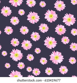 Seamless floral pattern from set of bright elements. Flower field.