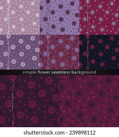 Seamless floral pattern. Set of colorful floral patterns. Seamless pattern can be used for wallpaper, pattern fills, wrapping paper, surface textures. Abstract floral background with simple shapes.