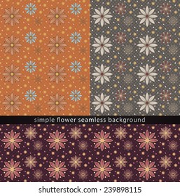 Seamless floral pattern. Set of colorful floral patterns. Seamless pattern can be used for wallpaper, pattern fills, wrapping paper, surface textures. Abstract floral background with simple shapes.