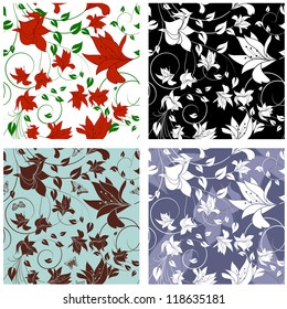 Seamless  floral  pattern set in different color. For easy making seamless pattern just drag all group into swatches bar, and use it for filling any contours. Fully editable EPS 8 vector illustration.
