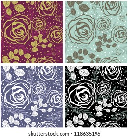 Seamless  floral  pattern set in different color. For easy making seamless pattern just drag all group into swatches bar, and use it for filling any contours. Fully editable EPS 8 vector illustration.