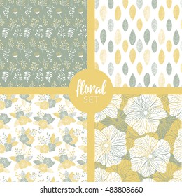 seamless floral pattern set with four designs