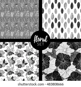 seamless floral pattern set with four designs