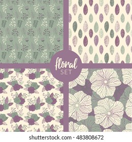 seamless floral pattern set with four designs
