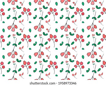 Seamless floral pattern (set) includes cute flowers and leaves for background, print fabric, wrapping paper, digital printed t-shirt design, card cover, spring wallpaper, decoupage, DIY and more.
