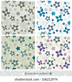 seamless floral pattern  set in multiple colors