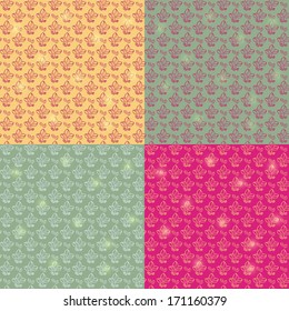 Seamless Floral Pattern Set. Vector Texture