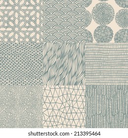 Seamless floral pattern set, vector illustration. 