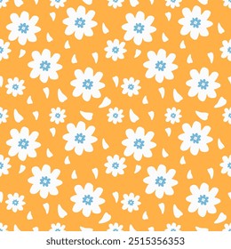 padrão floral sem costura, flores desenhadas à mão, para tecido, têxteis, vestuário, papel de embrulho, capa, faixa, decoração interior, fundo de padrão de flora.