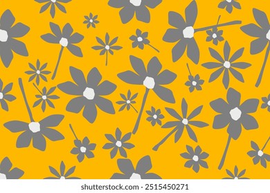 seamless floral pattern with shape design hand drawn flowers for fabric, textiles, clothing, wrapping paper, cover, banner, interior decor, flora pattern backgrounds.
