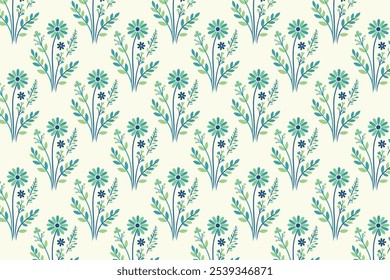 seamless floral pattern showcasing vibrant abstract botanical flowers and rich green leaves perfect for fashion textiles digital print designs and contemporary art applications