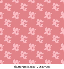 Seamless floral pattern. Silhouette of roses on a red background.