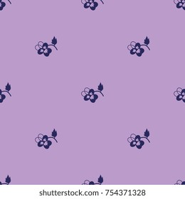 Seamless floral pattern with silhouetted pansy or violet flowers.