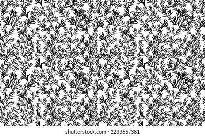 Seamless floral pattern with silhouettes of branches. Vector illustration.