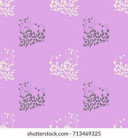 Seamless floral pattern with silhouettes of cranberry flowers.