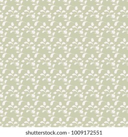 Seamless floral pattern with silhouettes of stylized wild plants. Folk style.