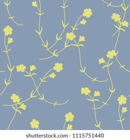 Seamless floral pattern with silhouettes of wild meadow flowers.