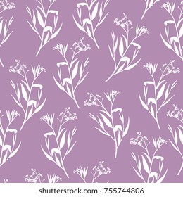 Seamless floral pattern with silhouettes of wild flowers. Elegant vintage style.