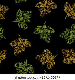 Seamless floral pattern with silhoutted tree leaves. Based on hand drawn sketch.