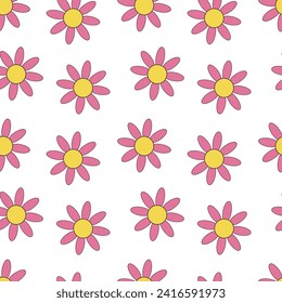 Seamless floral pattern. Simple, cute, pink flowers. For wallpaper, packaging, wrapping paper, cover, case.