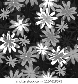 Seamless floral pattern with simple flower. Modern vector illustration. Abstract monochrome background for design, fabric and print.