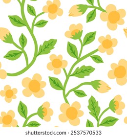 seamless floral pattern. simple floral pattern. flower pattern for textile and fabric print. colorful botanical illustration for wrapping paper.