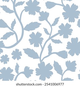 nahtloses Blumenmuster. einfaches Blumenmuster. Blumenmuster für Textil- und Stoffdruck. graue botanische Illustration zum Einwickeln von Papier.