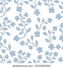 Patrón floral sin costuras. Patrón floral simple. Patrón de flores para la impresión textil y de tela. Ilustración botánica de color gris para papel de regalo.