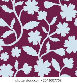 seamless floral pattern. simple floral pattern. flower pattern for textile and fabric print. grey color botanical illustration for wrapping paper.