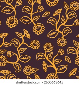 seamless floral pattern. simple floral pattern. flower pattern for textile and fabric print. colorful botanical illustration for wrapping paper.