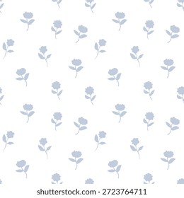 padrão floral sem costura. padrão floral simples. padrão de flor para impressão têxtil e de tecido. ilustração botânica de cor cinza para papel de embrulho.