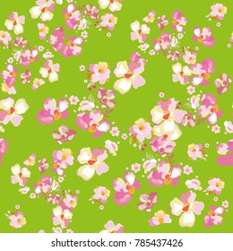 Seamless floral pattern. Simple flowers background for fabric, wrapping, wallpaper, paper. Baby print.