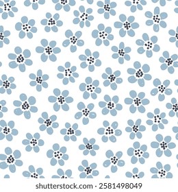Seamless floral pattern. Simple floral pattern on white Background in small flowers for textiles, fabrics, covers, wallpaper, print, gift wrapping, scrapbooking.