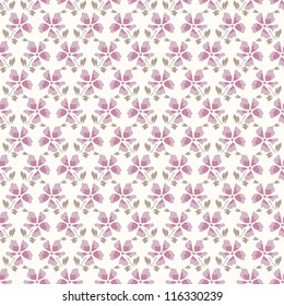 Seamless floral pattern with simple vintage flowers and leafs