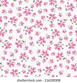 Seamless floral pattern with simple vintage flowers and leafs