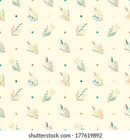 Seamless floral pattern with small branches