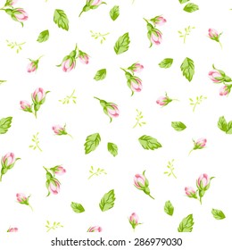 Seamless floral pattern with small buds rose