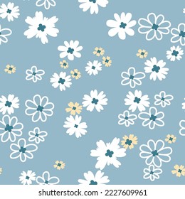 Patrón floral sin foco Patrón floral pequeño patrón floral sobre fondo azul