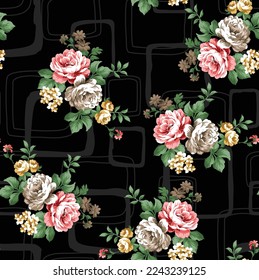 Seamless Floral Pattern small flower pattern on black vector stock