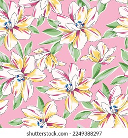 Seamless Floral Pattern small flower pattern on pink background stock